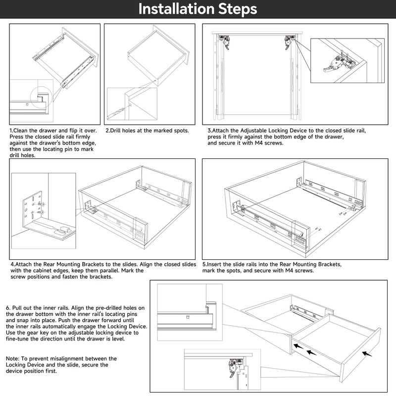 BAIDICE Soft Close Bottom Mount Drawer Slides 9 Inch Rails