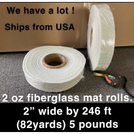Unbranded 2oz fiberglass mat matt roll Fiber Glass Fabric Cloth Width 2" wide x 246 ft USA