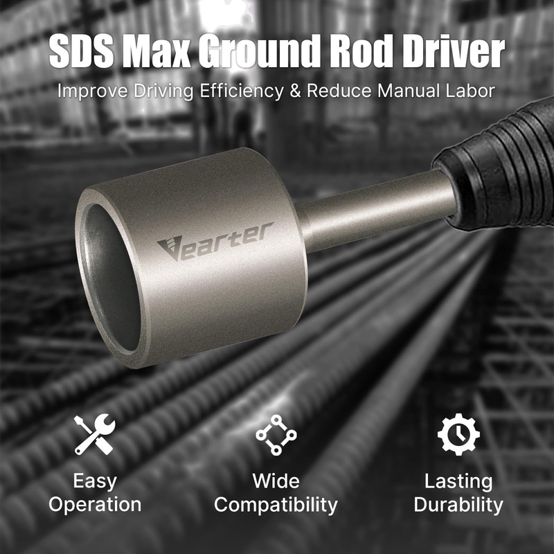 SDS MAX Shank T-Post Driver for 2'' Ground Rods, 40CrMo