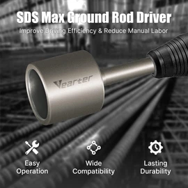 SDS MAX Shank T-Post Driver for 2'' Ground Rods, 40CrMo Steel Adapter Bits for All SDS-MAX Rotary Hammer Drill, Heavy Duty One-Piece Tool for Driving T-Posts, Fence Posts