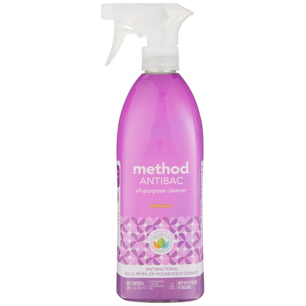 Method Spray Kills 99.9% of Household Germs Purpose Antibacterial Cleaner Wildflower, 28 Fl Oz (Pack of 4), Multicolor