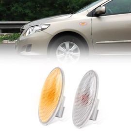 Adzfel 1 Pair Compatible with Toyota Yaris Side Marker Lights 2006-2011 RAV4 2006-2009 Auris 2007-2010 Corolla 2007-2010, Replace for 81730-02090 Amber Toyota Turn Signal Lamp Assembly