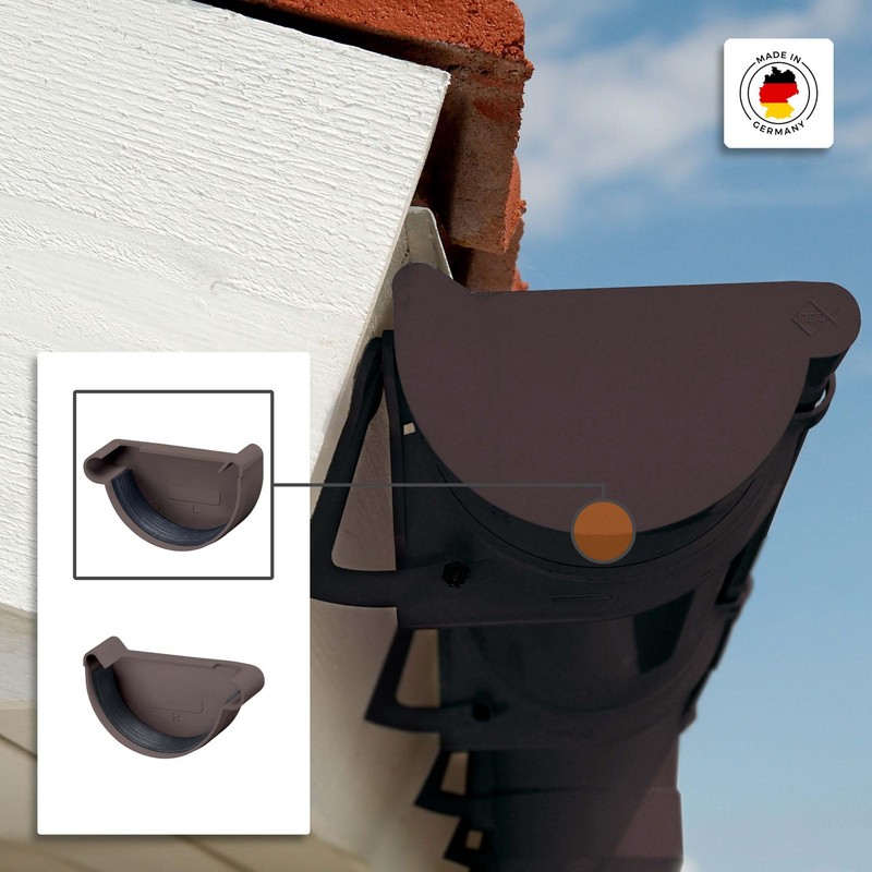 INEFA Gutter End Piece Semicircular, PVC NW100 / 100 mm,