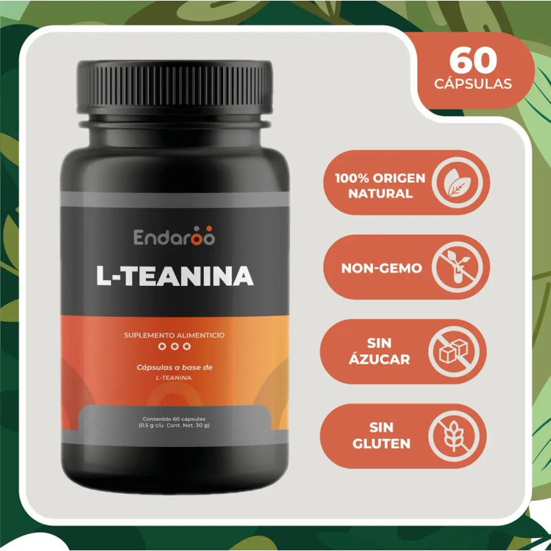 Teanina 180 Cápsulas Calma Mental Concentración Pack Sabor