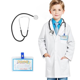 COTATERO Doctor Lab Coat for Kids with Accessories,Scientist Role Play Career Day Costume for Boys Girls for Boys Girls Age 3-12 (White, L-140CM/8-9Y)
