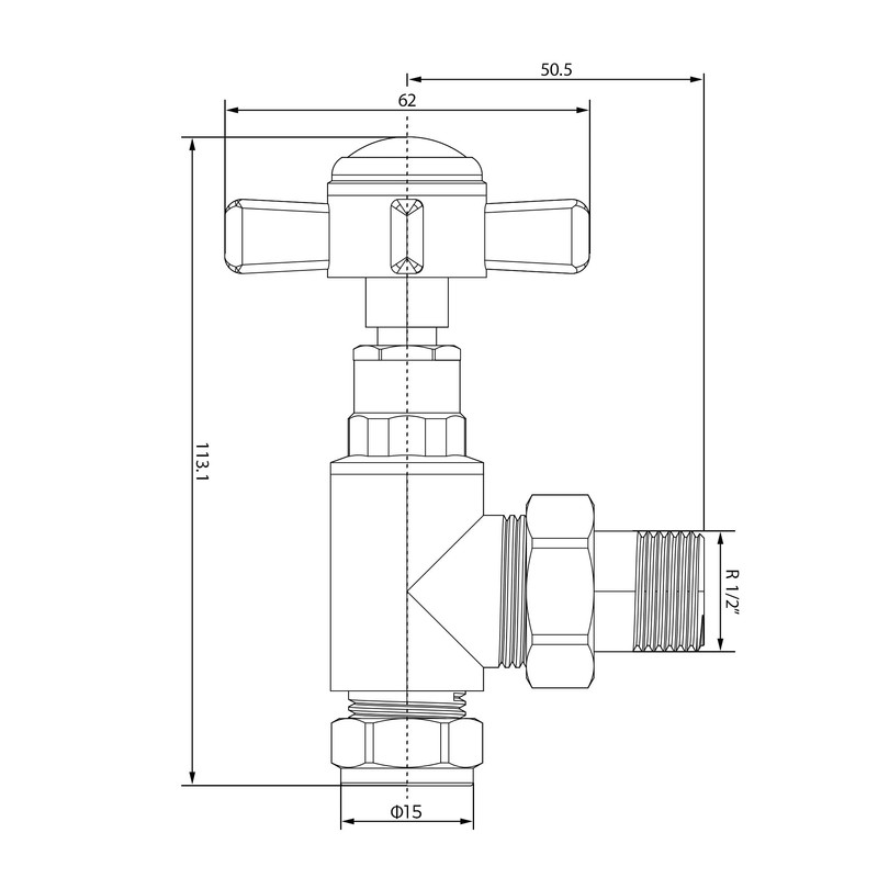 VANCOCO Angled Traditional Radiator Valve (Pair) - Traditional Chrome Radiator