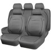 CAR PASS Piping Faux Leather Car Seat Cover Full Set,Grey