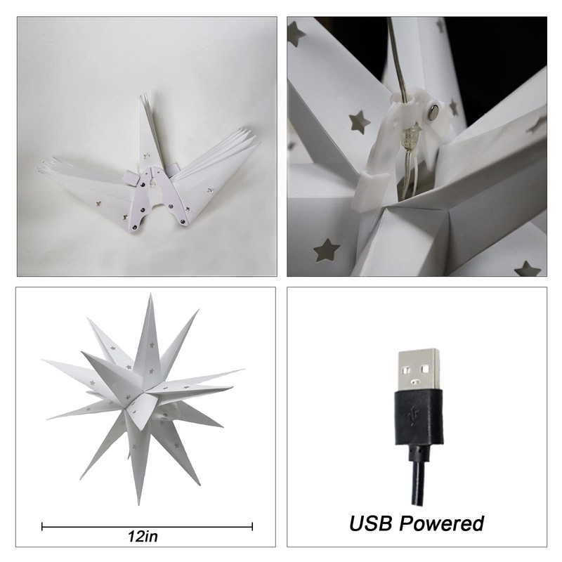 Moravian Star Tree Topper 12 Inches Lighted Star Pendant Light,