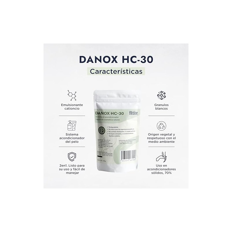 Hebbe - Danox HC-30, Emulsionante y Acondicionador Natural para Cosméticos,