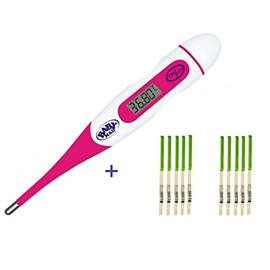 BabyMadÂ® Basal Thermometer (HOT Pink) + 30 x Ovulation Tests - Body Temperature Ovulation Test Thermometer (Centigrade) Flexible Tip + Free BBT Fertility Chart