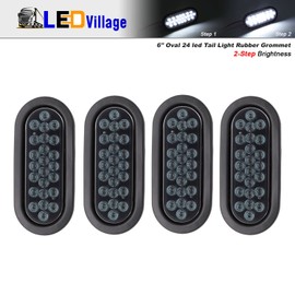 Ledvillage 6 Inch Smoked Lens White 24 LED Oval Tail Clearance Lights Reverse Signal Lamp for Tow Trailer Truck Pickup Plug & Grommet Rear Marker Bulb 12V DC (4 Pcs)