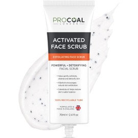 Face Scrub, Premium Exfoliating Charcoal Face Scrub 70ml by PROCOAL - Instantly Reveals Skin's Natural Radiance, Exfoliating Scrub & Charcoal Face Wash Combined For Men & Women - Made in UK