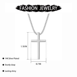 WARMDAY Cross Necklace for Men Silver Gold Black Stainless Steel Mens Cross Necklaces Cross Pendant Necklace Cross Chain 16-24 Inches Jewelry Gifts For Men, 22 IN, Stainless Steel, No Gemstone