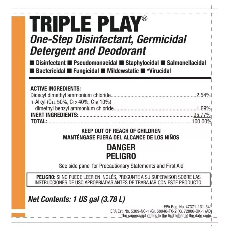 Triple Play One Step Disinfectant Germicidal Deodorant 1 Gallon #1114175