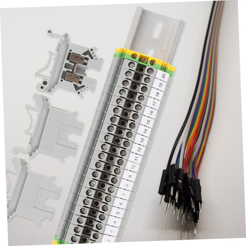 MERRYHAPY Din Rail Connector Terminal Din Block Kit Ground Block