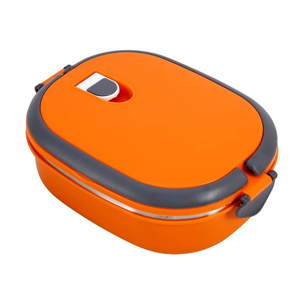Akozon Insulated Bowl, Storage Supper Dinner Lunch Box Thermo Lunchbox Kinder 1 Layer Orange Stainless Steel Insulated Food