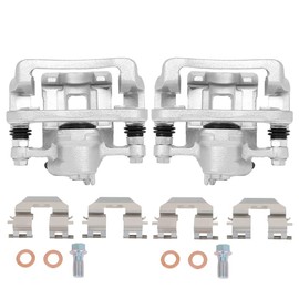 KILOAUTO Rear Left - Right 2*Brake Calipers With Bracket,Pad Clips,Copper Washers,Bracket Mounting Bolts,Dust Boots Fit For 2010-2013 for Kia for Soul Brake Caliper Assembly 19B6283 19B6282