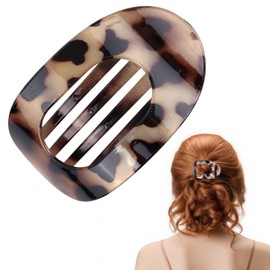 FACHOI Flat Claw Clip, Curved Design Flat Hair Clips for Women Strong Hold No Slip Flat Hair Claw Clips Hair Accessories for Thick Thin Hair Lying Driving F4-BPJ (Grey）