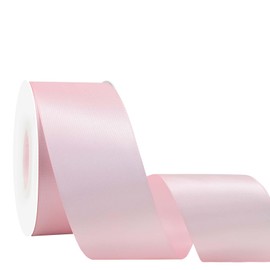 Yamkim Double Faced Polyester Pearl Pink Satin Ribbon 2 Inch 25 Yards Fabric Ribbons for Gift Wrapping Invitations Wedding Flower Bouquet and Sewing