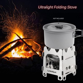 Lixada Camping Wood Stove Folding Lightweight Stainless Steel Wood Burning Backpacking Stove for Outdoor Cooking Picnic Hunting