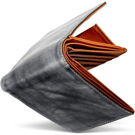 GRACIA Men's Bridle Leather Bifold Wallet, Allows You To Put Out Coins Without Opening Your Wallet, Genuine Leather, Large Capacity, Box-shaped Coin Purse, Braun