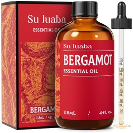 SU JUABA Bergamot Essential Oil 4 Fl Oz, 100% Pure Natural for Refreshes Uplifts, Skin, Hair,Diffuser, Aromatherapy -118ml