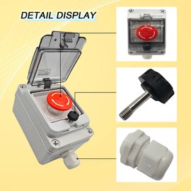 Emergency Stop Button Box 660V 10A Waterproof Outdoor, Emergency Shutdown Switch, Electronic Stop Button Switch Box IP67