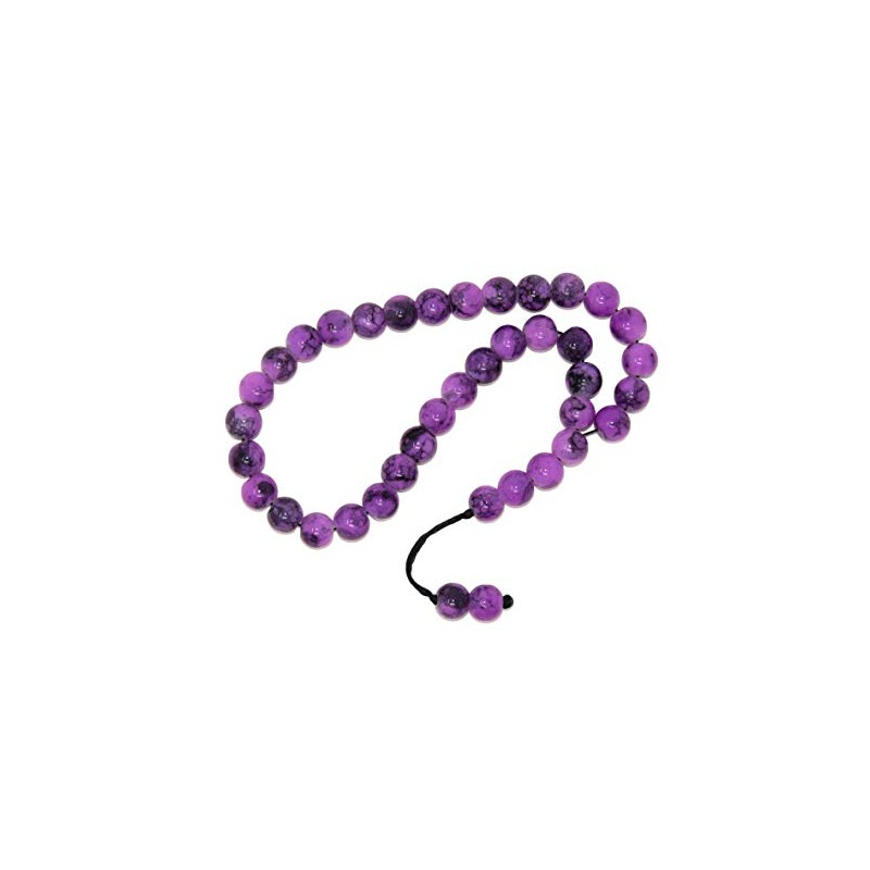 206-8mm Purple Glass Bead Prayer Beads Worry Beads Tasbih Handmade