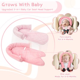 Pea Pod Baby Car Seat Head Body Support & Strap Covers, 2 in 1 Infant Car Seat Insert, Reversible Soft Breathable Newborn Cushion Pads for Preemie, Perfect for Baby Carseats, Strollers, Swings (Pink)