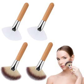 4Pcs Fluffy Fan Brushes for Facials, Esthetician Fan Brush Makeup Esthetician Facial Applicator Brushes Face Makeup Tools, Soft Fan Blush Brush Bristle Face Highlighting for Powder Blush Body Brush