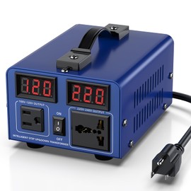 CELYYPU 500 watt Voltage Conversion Transformer Heavy-Duty Step-up/Step-Down AC 110V/120V/220V/240V Power Conversion, with resettable Circuit Breaker Protection, with US Power Cord, LCD Display