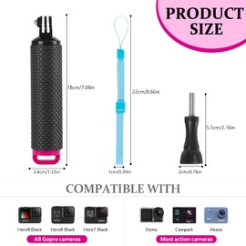 Waterproof Floating Handle Grip Anti-Slip Floating Bobber Stick Floaty Handler Holder Mount with Lanyard for Go Pro Hero 11/10/9/8/7/6/5/4/3 Session DJI Osmo and Other Action Cameras