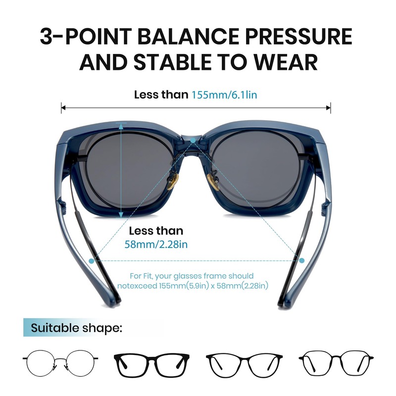 [Cyxus] 折りたたみサングラス オーバーサングラス メガネの上から掛ける 偏光レンズ UVカット 紫外線対策 軽量設計 TR90 釣り