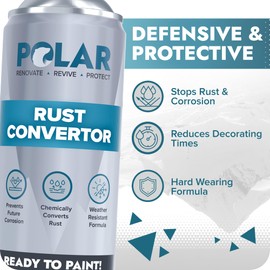 Polar Rust Converter Spray - 2 x 17 Fl Oz| Matte Black | Effective Rust Converter for Metal | Weather Resistant Protection Against Corrosion | Ideal for Vehicles, Trailers, Fences & Storage Tanks