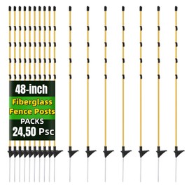 CYM-INSIST 24Pcs 48in Fiberglass Step-in Electric Fence Posts