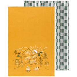 Jubilee Danica Kitchen Towel Set of 2-100% Cotton Camp Out Printed Dishtowels