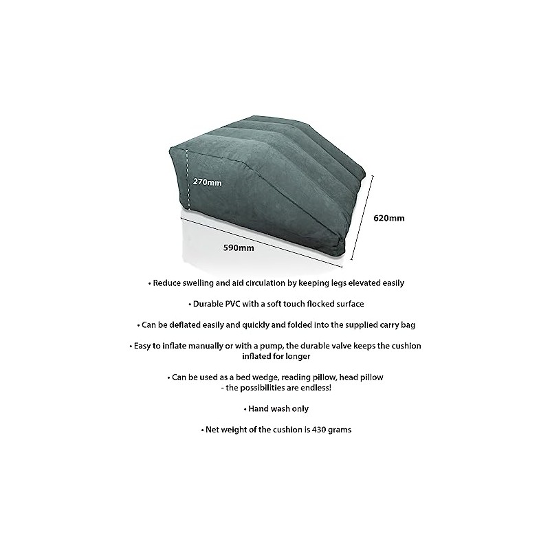 Aidapt Inflatable Leg Wedge Cushion with Travel Bag.Durable PVC,Soft Flocked