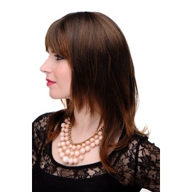 WIG ME UP 3003-2T30 Lady Quality Wig long medium length naugthy long bangs (can part to side) straight layered chestnut mixed brown approx 19,5inch