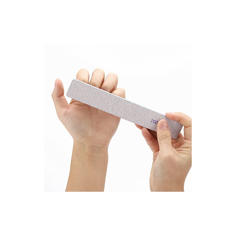 25 Piezas Limas de Uñas Rectangulares Grano 100/100, Pulidores de
