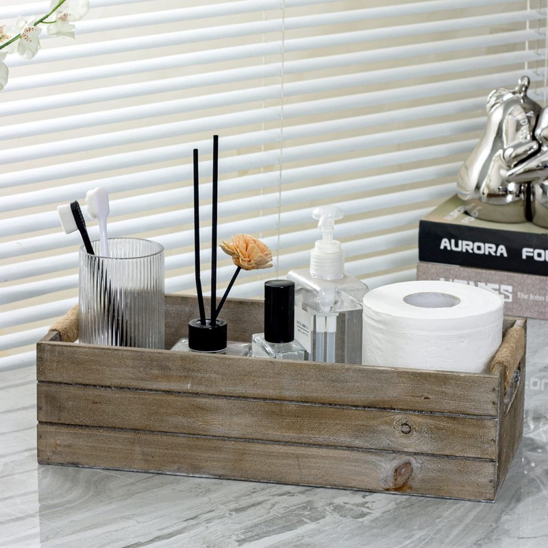TIMRIS Rustic Wooden Toilet Paper Holder, Farmhouse Bathroom Decor, Toilet