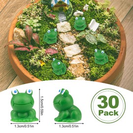 Tikplus Mini Resin Frog Figures, Pack of 30 Mini Frogs Garden Decoration, Small Frogs for Fairy Garden, Miniature Moss Landscape, Green Frog Figures, DIY Ornaments, Resin for Home Decoration