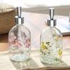 17oz Flower Glass Soap Dispenser Bottle with Plastic Pump,Set of