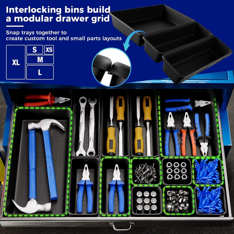 ALIKZO 70 PCS Tool Box Organizer Tray & Desk Drawer