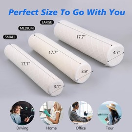 Cozyhealth Small Cervical Roll Pillow Memory Foam Neck Round Pillow, Cylinder Bolster Pillow for Sleeping, Round Neck Support Pillow for Head, Neck, Back, Legs and Yoga (Small - 3.1" H)