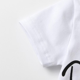 Toddler Baby Boys Summer Clothes Infant Short Sleeve Dad+ Me Print Sweatshirts Tops Shorts 2PCS Outfits Set White 3-4T