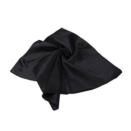 TrendsBlue Elegant Silk Feel Solid Color Satin Square Scarf, Black