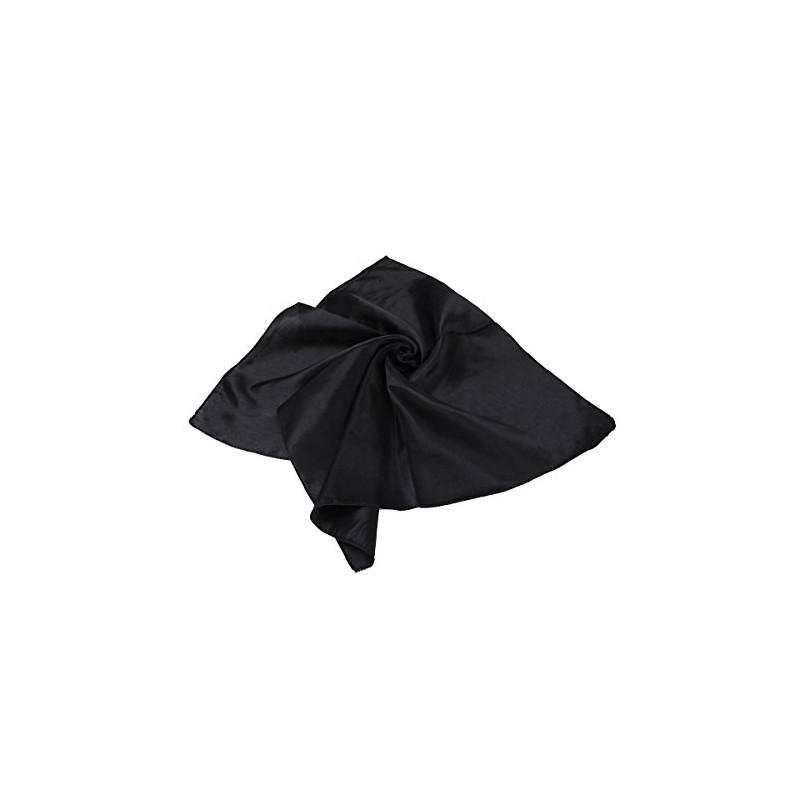 TrendsBlue Elegant Silk Feel Solid Color Satin Square Scarf, Black