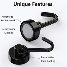 Tohoer Magnetic Hooks, Neodymium Magnets Hook Heavy Duty 30LBS with Rust Proof for Fridge, Refrigerator, Oven, Grill, BBQ, Key, Tools Holder, Utensil, Kitchen, Outdoor, Magnet for Hanging Wreaths