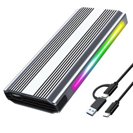 LENGLAGE Carcasa SSD M.2 NVMe, 10Gbps Caja de Disco Duro USB 3.2, para SATA/NVMe SSD 2230/2242/2260/2280, con luz RGB, para Windows XP/7/Vista/8/10/11, Linux, Mac os, Soporta Hot-Swap
