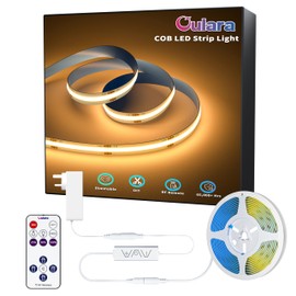 OULARA COB LED Strip 2700K Warm White LED Strip Light 6M Dimmable Super Bright 24V CRI92+ Flexible Tape Light Kit with RF Remote Timer Function for Kitchen Cabinet Shelf TV DIY Lighting Projects